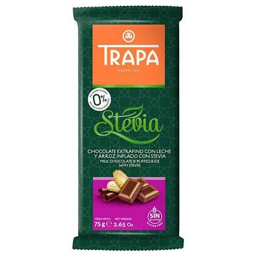 Trapa Stevia, mleczna czekolada z ryżem dmuchanym, 75g