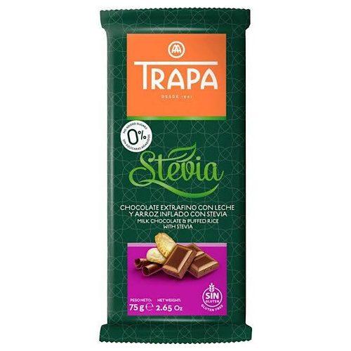 Trapa Stevia, mleczna czekolada z ryżem dmuchanym, 75g