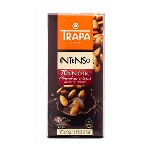 Trapa Intenso Noir 70% Almendra 175g - Ciemna czekolada z 70% kakao i migdałami.