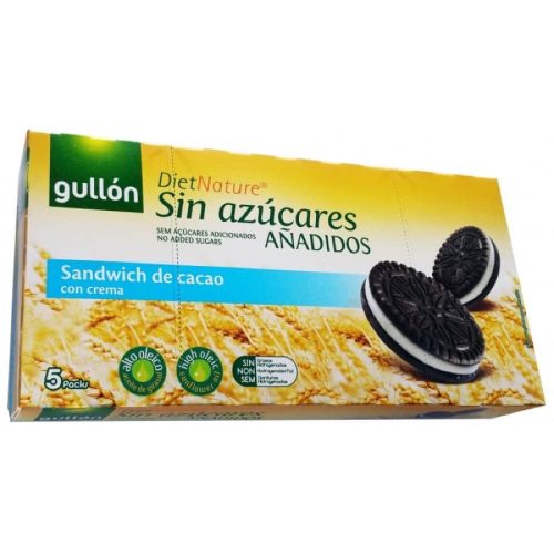 Gullón Twins sandwich - kakaowy biszkopt z kremowym nadzieniem, bez dodatku cukru 210g
