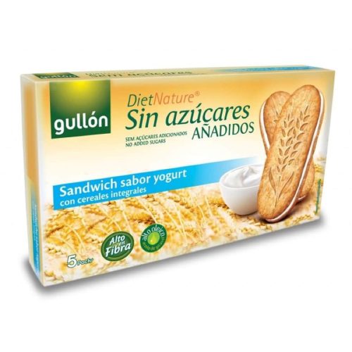  Gullón Sandwich o smaku jogurtu - jogurtowe, śniadaniowe ciasteczka do kanapek, bez dodatku cukru, 220 g