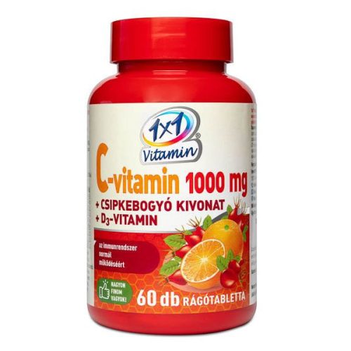 1x1 Vitaday Vitamin C 1000 mg + Vitamin D3 + Zinc o smaku pomarańczowym tabletki do żucia ze środkiem słodzącym (60 szt.)