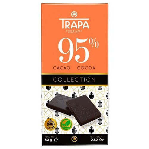Trapa Collection, tabliczka czekolady gorzkiej, 95%, bezglutenowa, wegańska, 80g