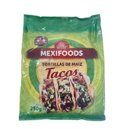   MEXIFOODS Tortilla - tortilla kukurydziana, bezglutenowa, o średnicy 16 cm, 250 g (10 szt./opakowanie)