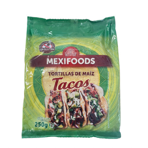 MEXIFOODS Tortilla - tortilla kukurydziana, bezglutenowa, o średnicy 16 cm, 250 g (10 szt./opakowanie)