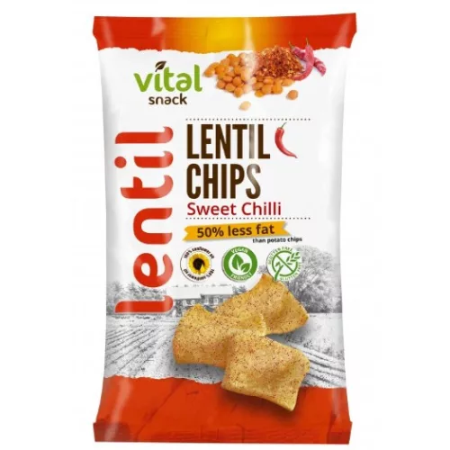 VitalSnack Lencse chips édes csili ízű, 65 g