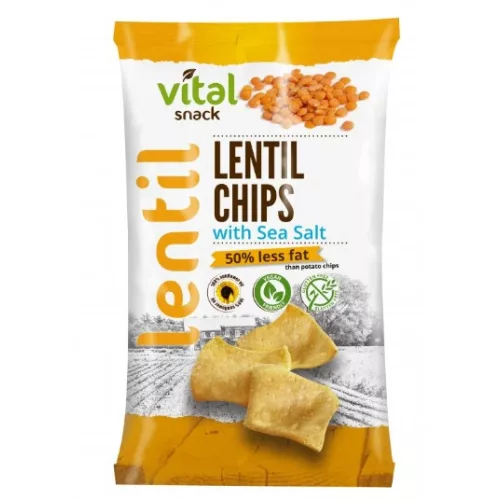 VitalSnack chipsy z soczewicy z solą morską, 65 g